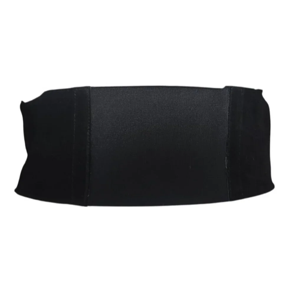 Armani Exchange XS/S Black Suede Leather Elastic Waist Belt Silver Hardware